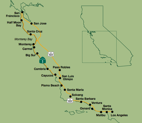 Map San Francisco to Santa Monica